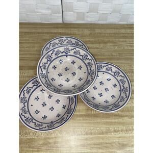 Laura Ashley Johnson Brothers Set of 4 Petite Fleur Coupe Bowls Blue Flowers